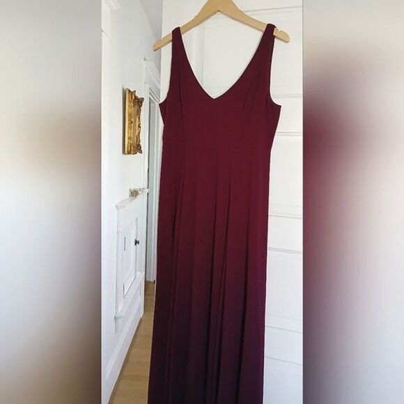 Show Me Your Mumu Jenn Maxi Dress Merlot Fitted Bodice Deep Neckline - Picture 5 of 16